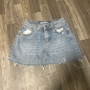 wild fable Light Blue Frayed Hem Denim Mini Skirt